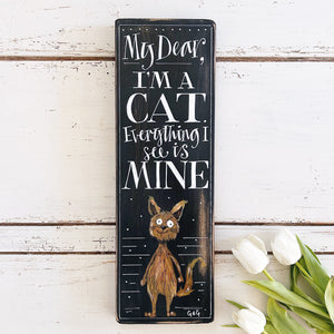 Hand Painted QUIRKY CAT Vintage Style Chalkboard