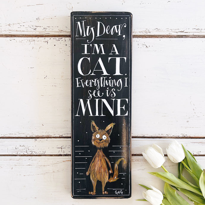 Hand Painted QUIRKY CAT Vintage Style Chalkboard