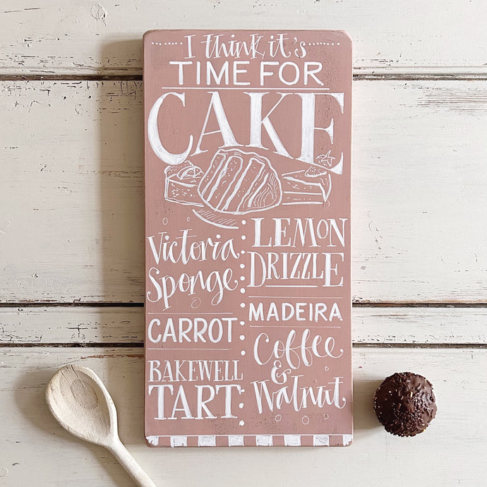 Hand Painted TIME FOR CAKE Vintage Style Board