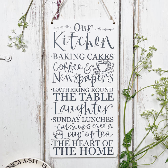 Handmade Hanging OUR KITCHEN Signature Goose & Grey Board VARIOUS COLOURS