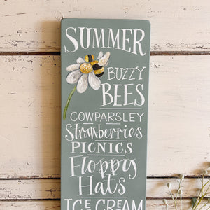 Hand Painted Original SUMMER Board in Duck egg