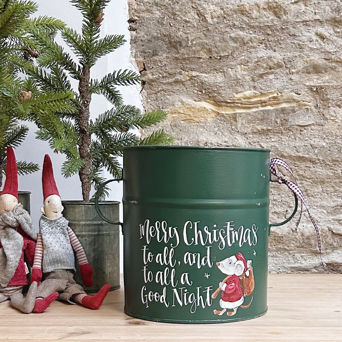 Medium Hand Painted Chippy Christmas Tub - 