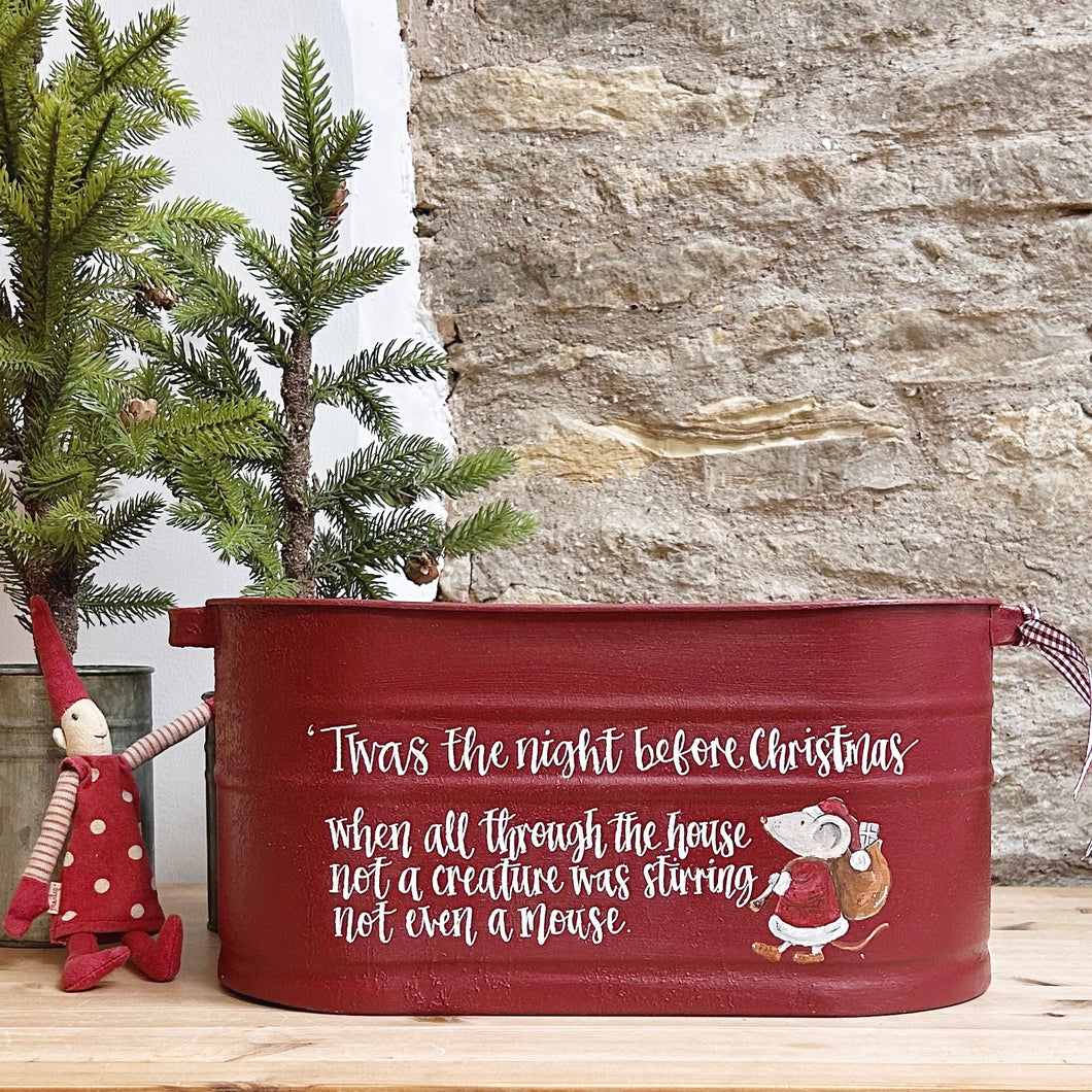 Hand Painted Christmas Trug - “Twas the Night before Christmas”