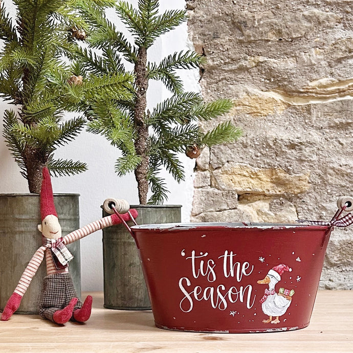 Large Chippy Hand Painted Chippy Christmas Planter “Tis the Season”