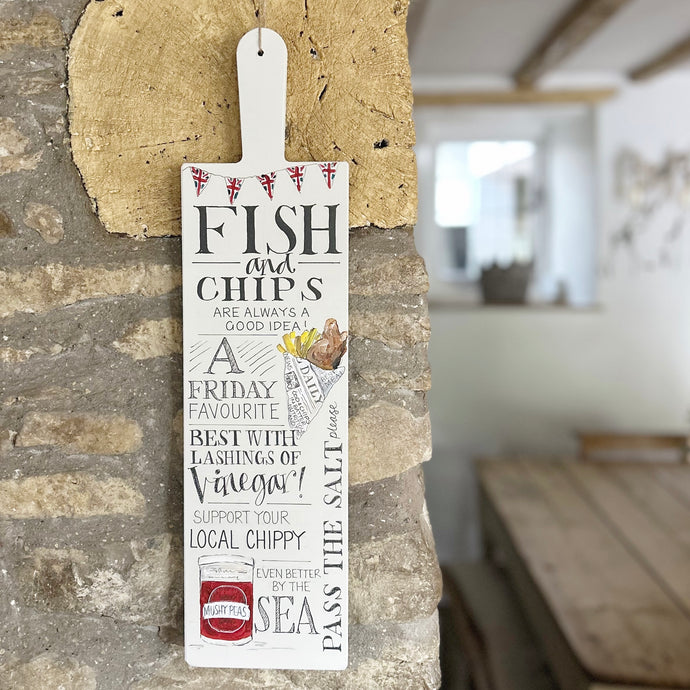 PAINTED TO ORDER FISH AND CHIPS Serving Board