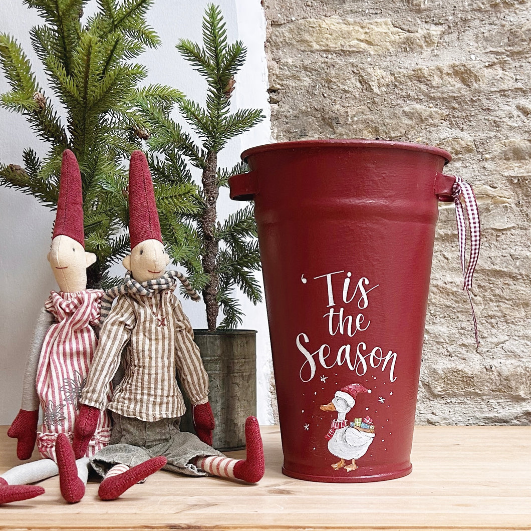 Large Hand Painted Christmas Flower Vase - 