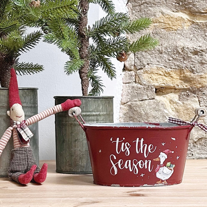 Small Chippy Hand Painted Chippy Christmas Planter “Tis the Season”