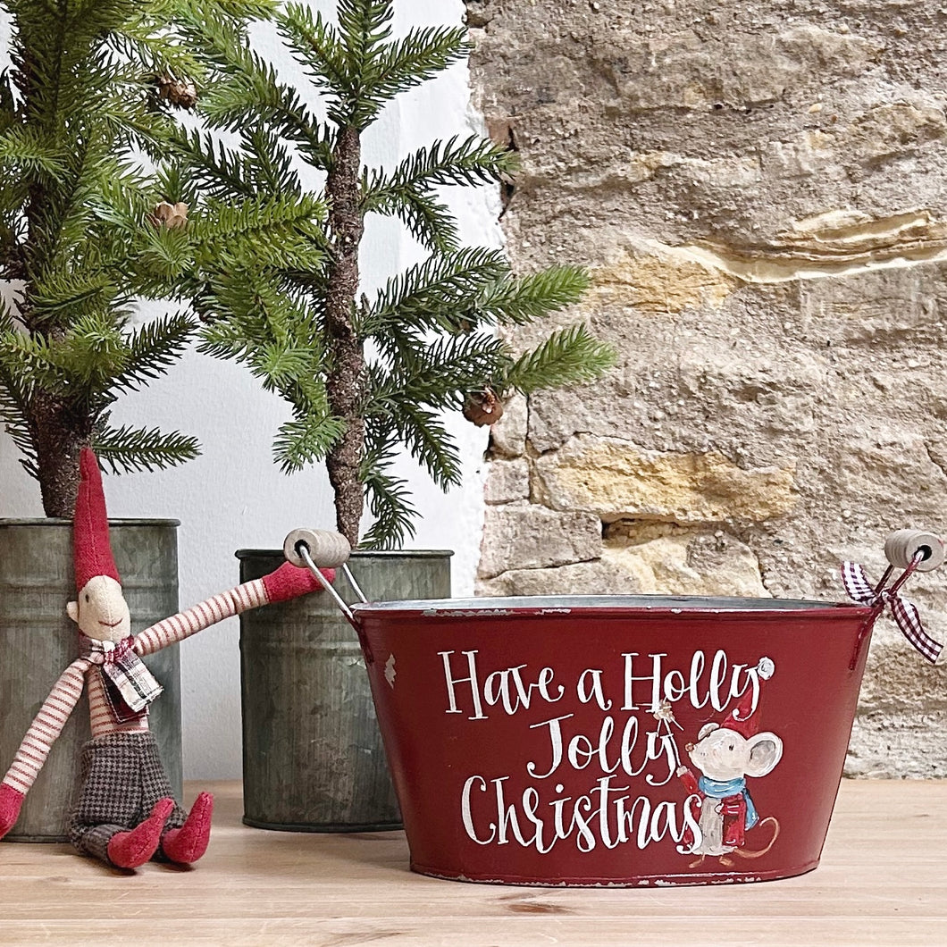 Large Chippy Hand Painted Chippy Christmas Planter - 