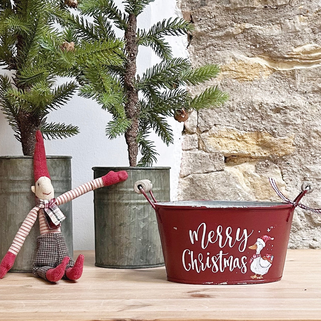 Small Chippy Hand Painted Chippy Christmas Planter “Merry Christmas”