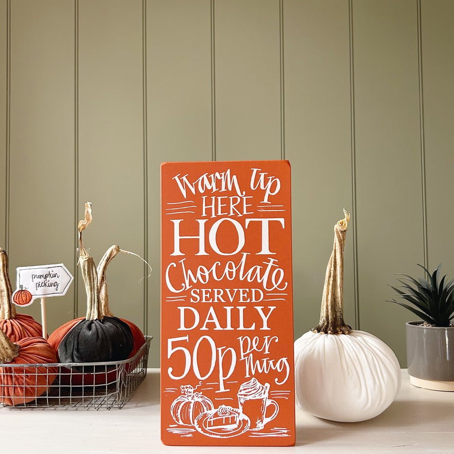 Handmade HOT CHOCOLATE Signature Goose & Grey Sign VARIOUS COLOURS