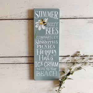 Hand Painted Original SUMMER Board in Duck egg