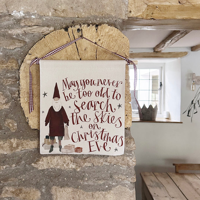 Handmade MAY YOU NEVER Small Organic Cotton Wall Hanging