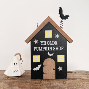 Black Wooden Ye Olde Pumpkin Shop Decoration