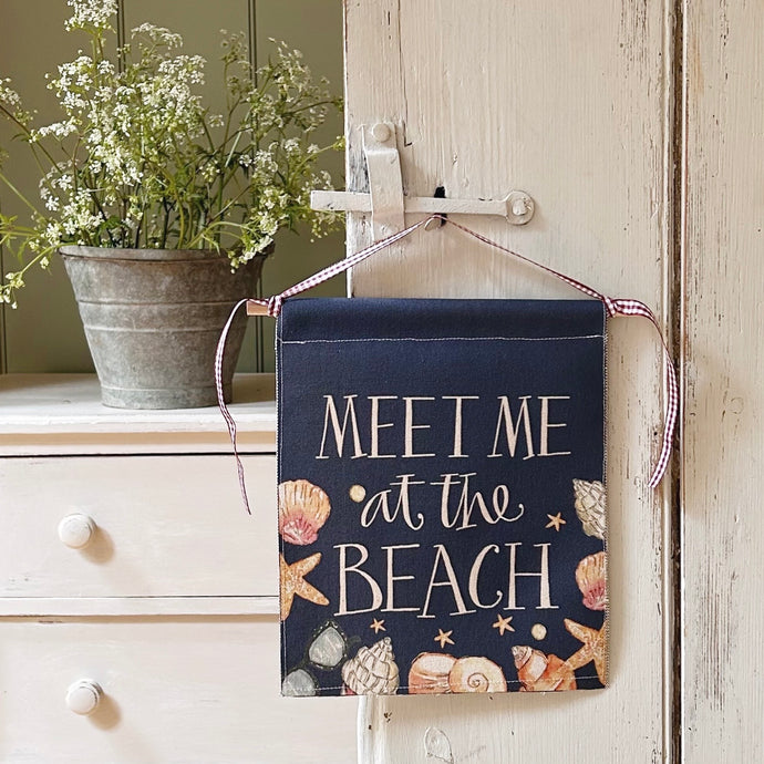 Handmade MEET ME AT THE BEACH Organic Cotton Wall Hanging