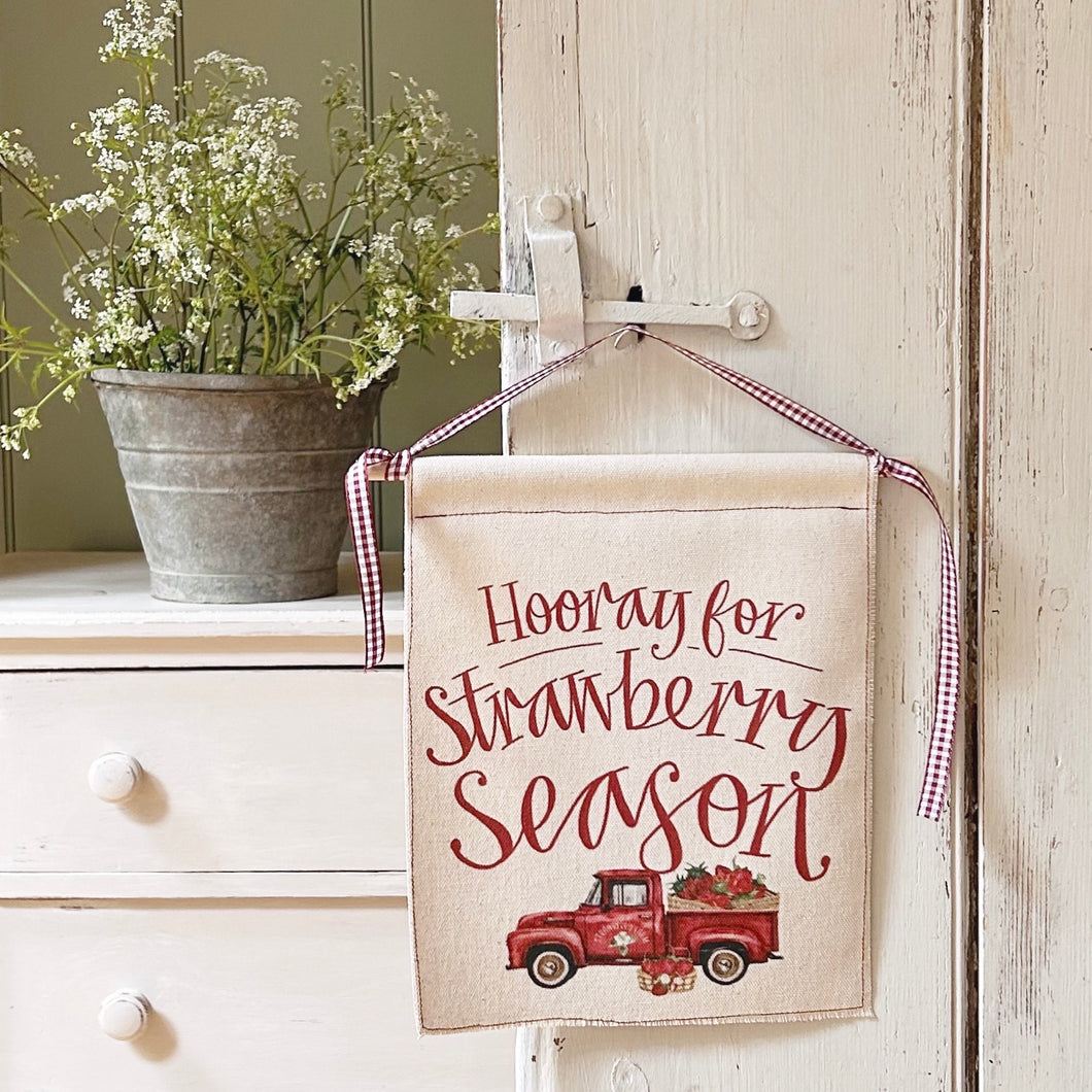 Handmade STRAWBERRY SEASON Organic Cotton Wall Hanging