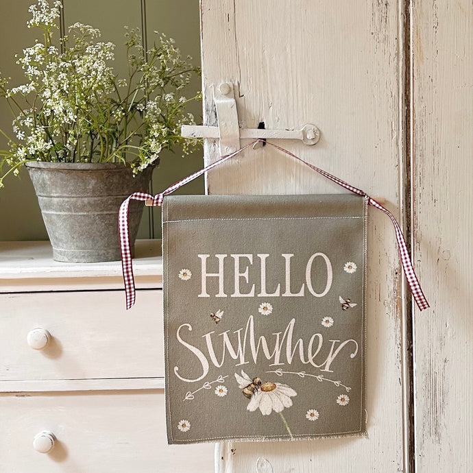 Handmade HELLO SUMMER Organic Cotton Wall Hanging