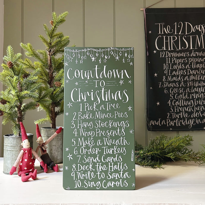 EXTRA LARGE Handmade COUNTDOWN TO CHRISTMAS Signature Goose & Grey Sign VARIOUS COLOURS