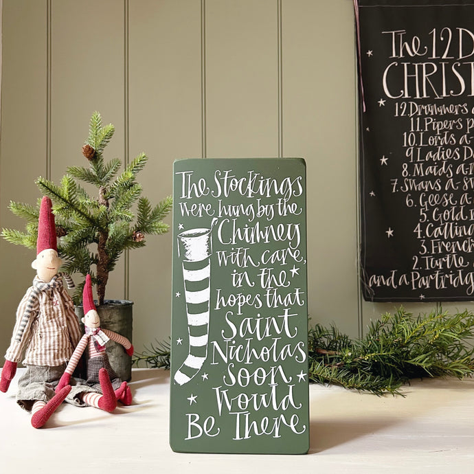 Handmade THE STOCKINGS WERE HUNG Signature Goose & Grey Sign VARIOUS COLOURS