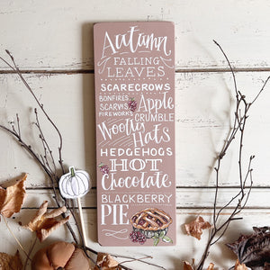 Hand Painted Original AUTUMN Board in Vintage Pink