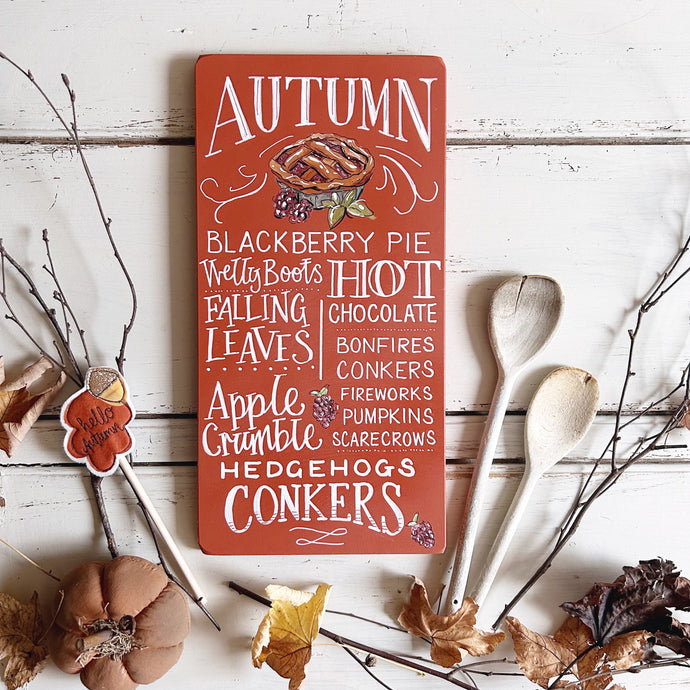 Hand Painted Original AUTUMN Board in Russet