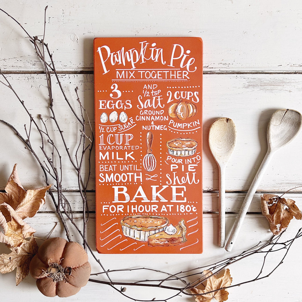 Hand Painted Original PUMPKIN PIE Board in Pumpkin