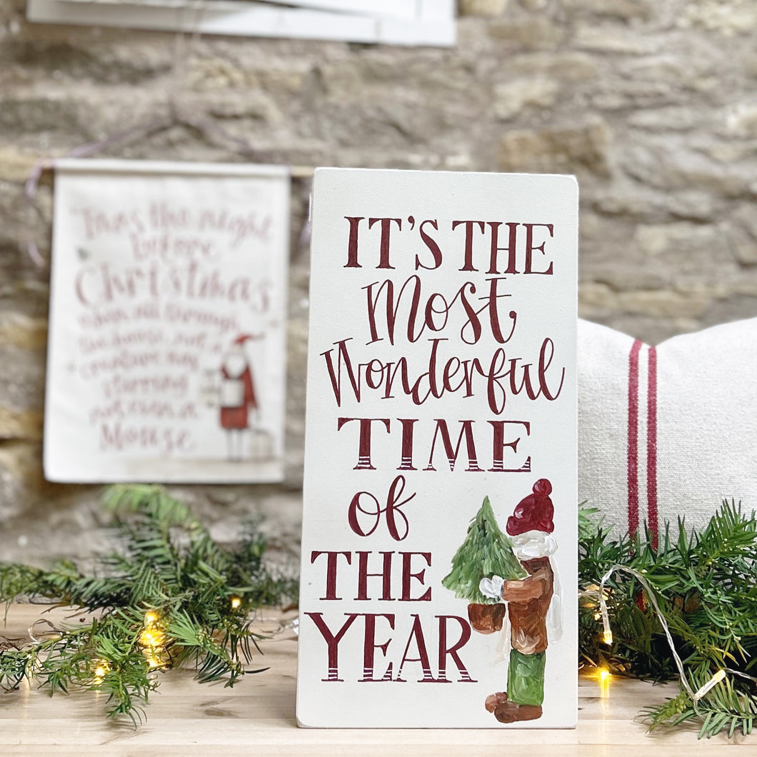 Hand Painted Original IT'S THE MOST WONDERFUL TIME Christmas Board