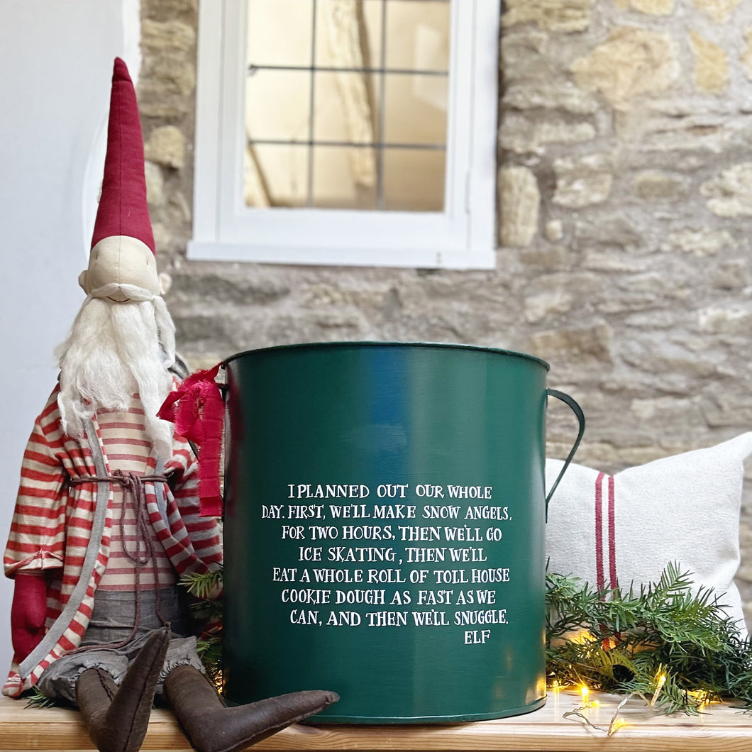 Hand Painted Extra Large Galvanised ELF Christmas Tub in Fir Tree