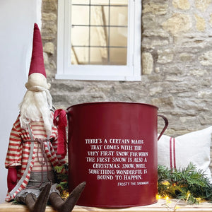 Hand Painted Extra Large Galvanised FROSTY Christmas Tub in Cranberry