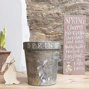 Hand Painted Large Bunny Flower Pot