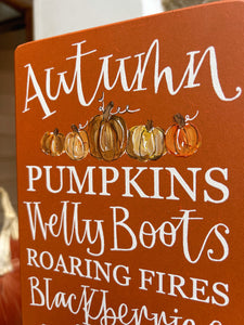 Limited Edition AUTUMN Goose and Grey Signature Board in Pumpkin