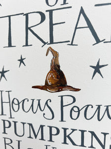 Limited Edition Handmade TRICK OR TREAT Goose and Grey Signature Board