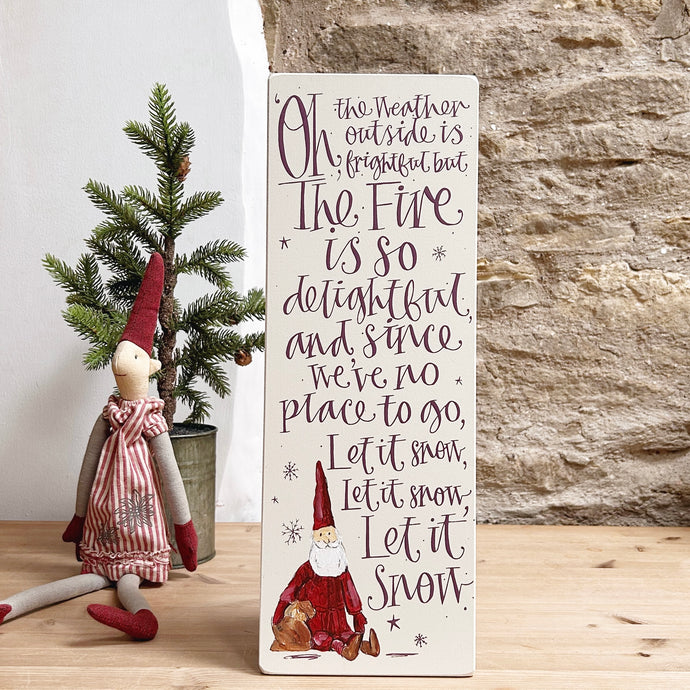 Handmade OH THE WEATHER OUTSIDE Signature Goose & Grey Board