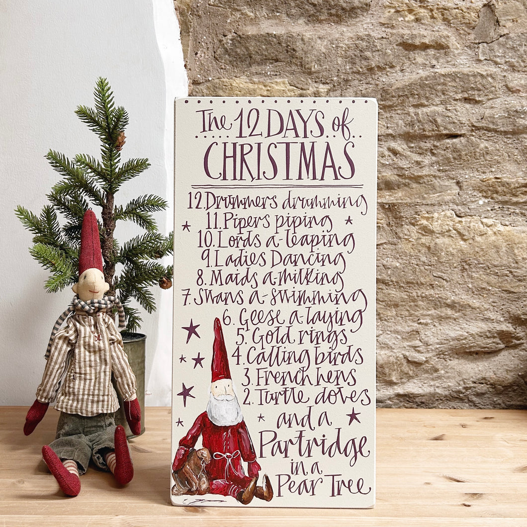EXTRA LARGE Handmade 12 DAYS OF CHRISTMAS Signature Goose & Grey Board