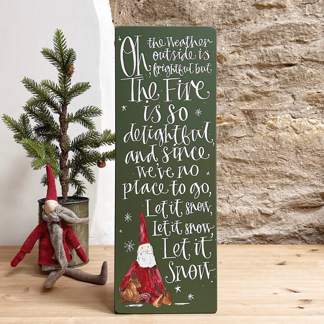 Handmade OH THE WEATHER OUTSIDE Signature Goose & Grey Board