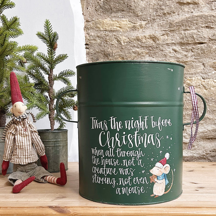 Large Hand Painted Chippy Christmas Tub - 