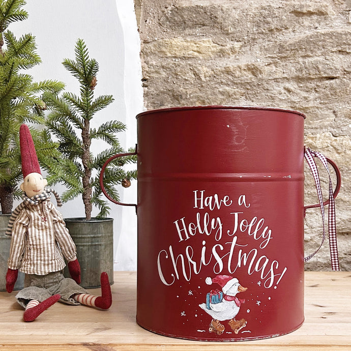 Large Hand Painted Chippy Christmas Tub - 