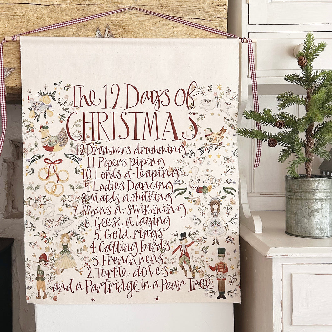 Handmade Large 12 DAYS OF CHRISTMAS Wall Hanging