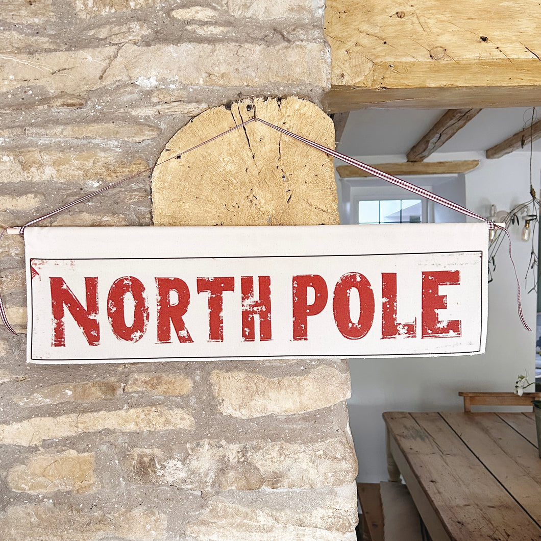 Handmade Large NORTH POLE Wall Hanging