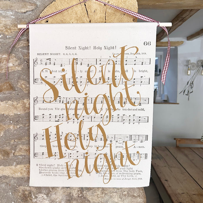 Handmade Medium SILENT NIGHT Wall Hanging