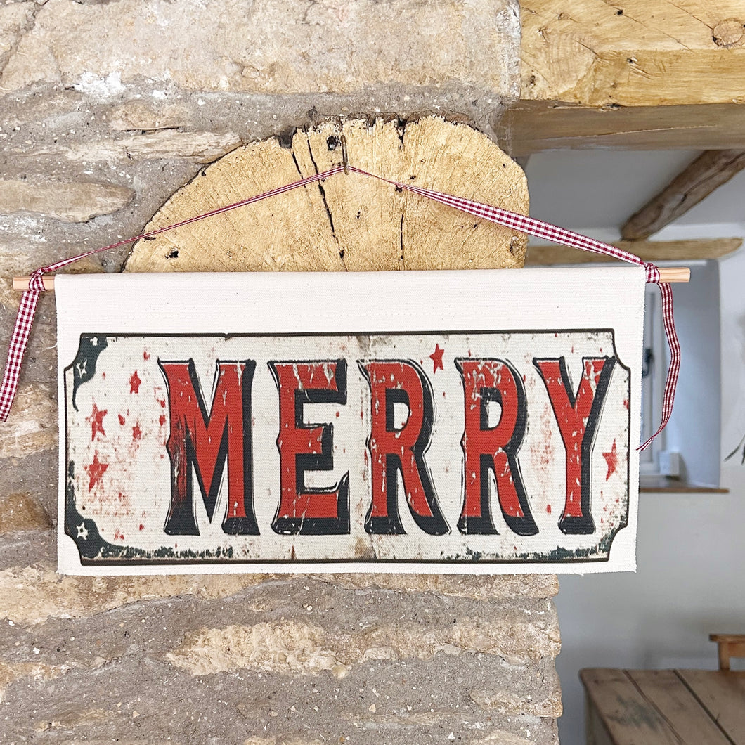 Handmade Medium MERRY Wall Hanging