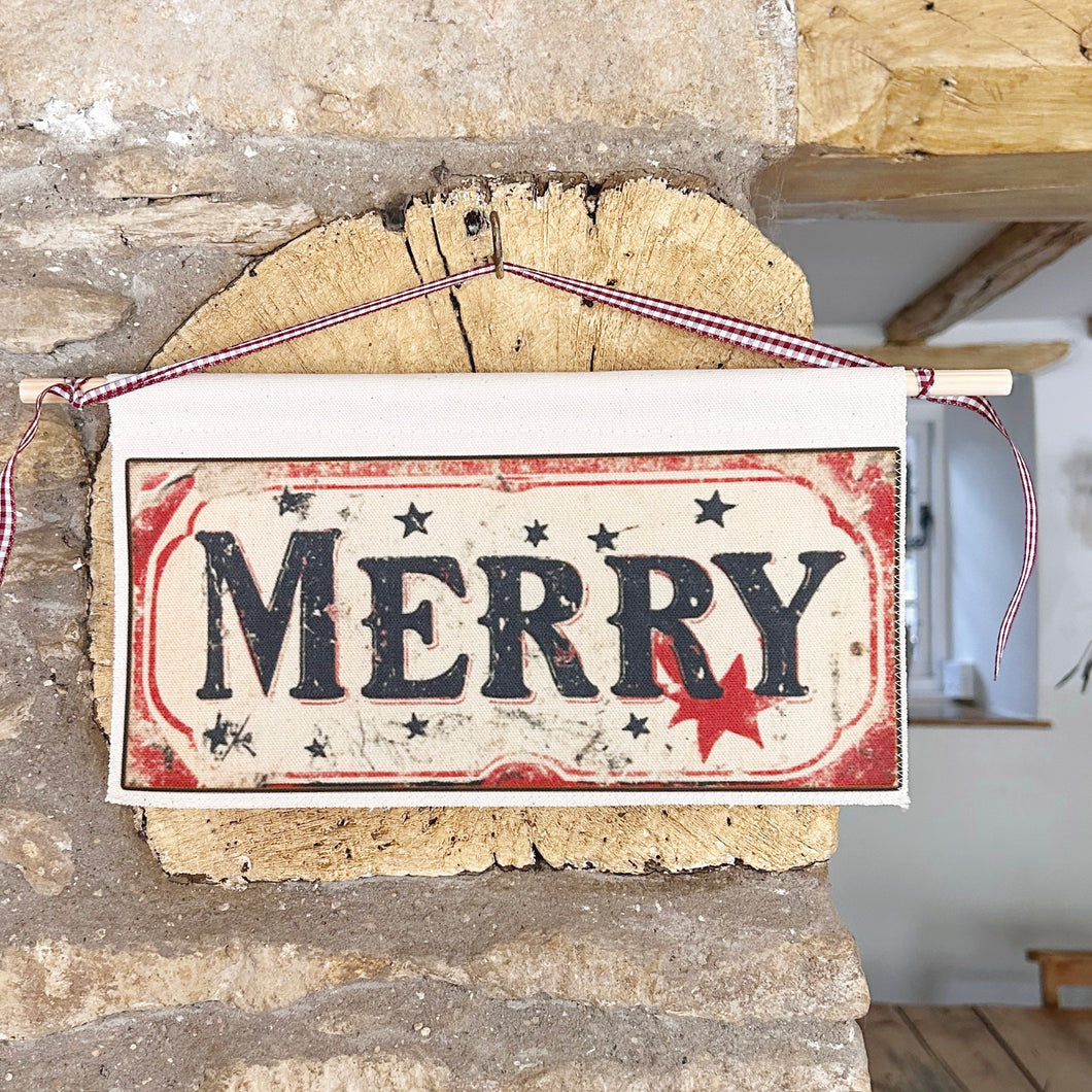 Handmade Small MERRY Wall Hanging