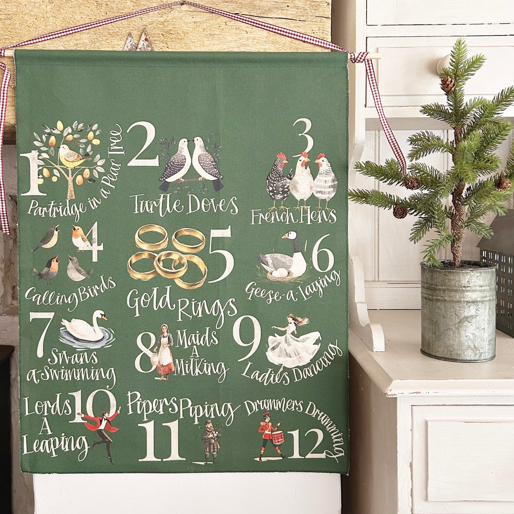 Handmade Large 12 DAYS OF CHRISTMAS Wall Hanging