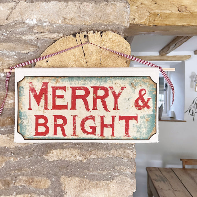 Handmade Medium MERRY & BRIGHT Wall Hanging
