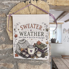 Handmade SWEATER WEATHER Organic Cotton Small Wall Hanging