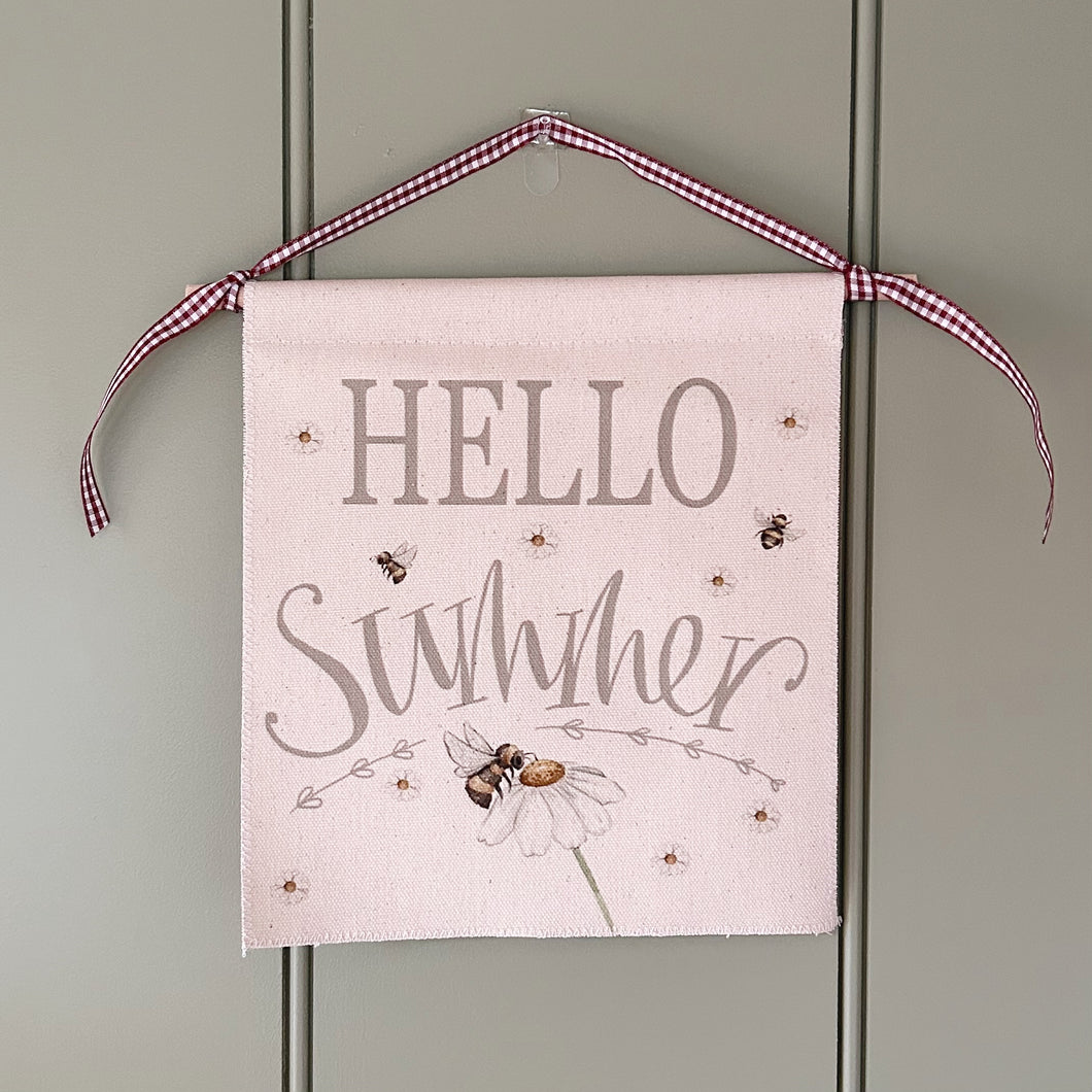 Handmade HELLO SUMMER Organic Cotton Wall Hanging