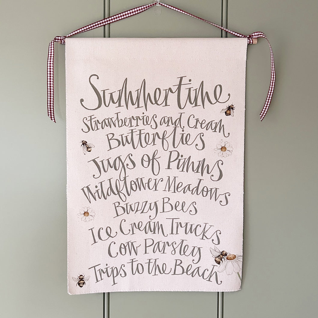 Handmade SUMMERTIME Organic Cotton Wall Hanging