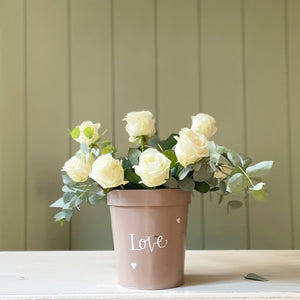 Hand Painted Chippy LOVE Large Flower Pot VARIOUS COLOURS