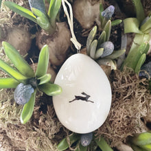 Lovely Leaping Hare Porcelain Springtime Decorative Egg