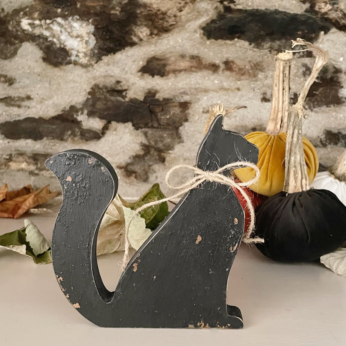 Medium Hand Painted Chippy Charlie the Cat in Noir