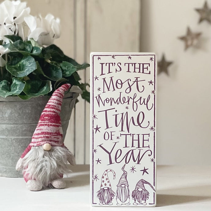 Handmade IT'S THE MOST WONDERFUL TIME Signature Goose & Grey Sign VARIOUS COLOURS